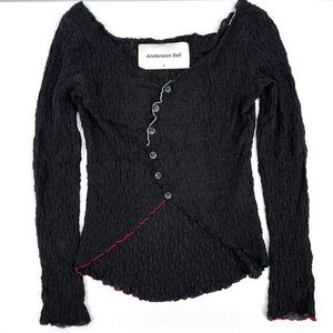 Andersson Bell Black Long Sleeve Lagen Look,Functional Buttoned Top Size M